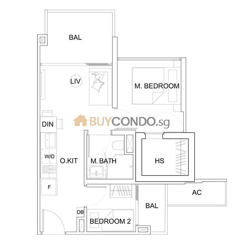 2 Bedroom Type B2 527sqft