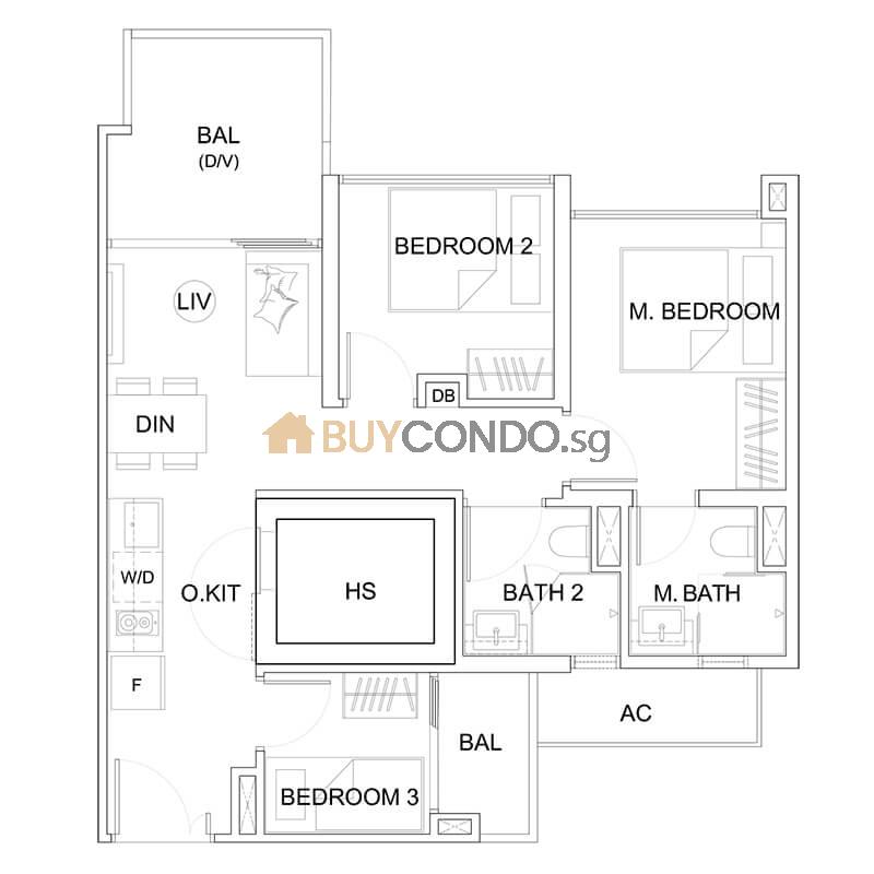 3 Bedroom Type C1a 700sqft