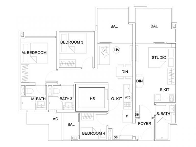 4 Bedroom Dual Key Type D1 1033sqft
