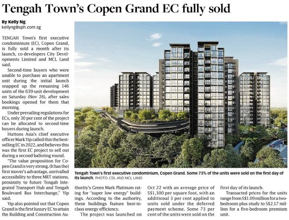 Copen Grand (Tengah Town) EC Fully Sold