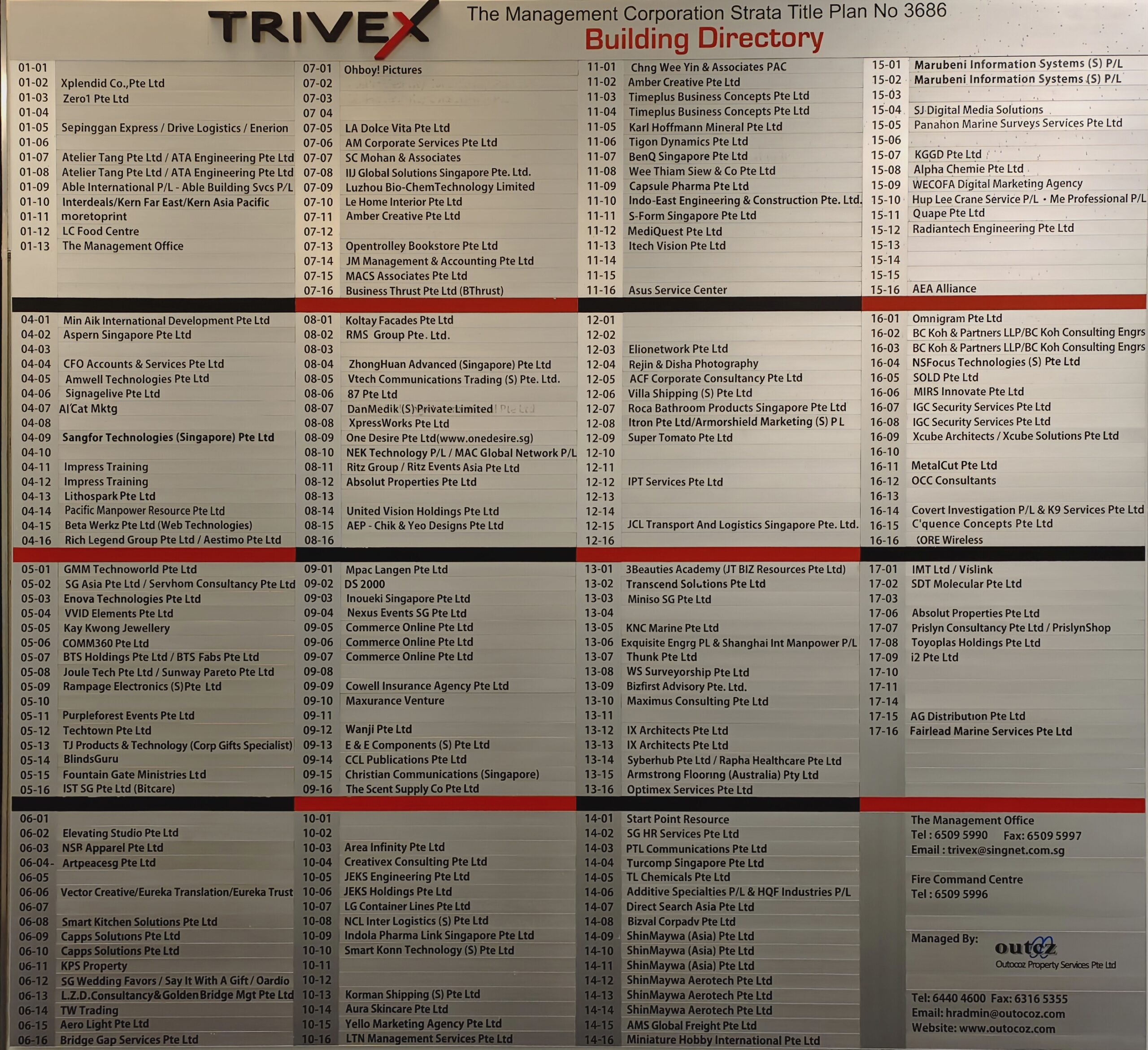 Trivex Directory at 8 Burn Road