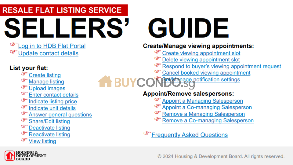 HDB Resale Flat Listing Service Guide for HDB Sellers