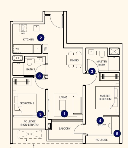 2 Bedroom Premium + Study