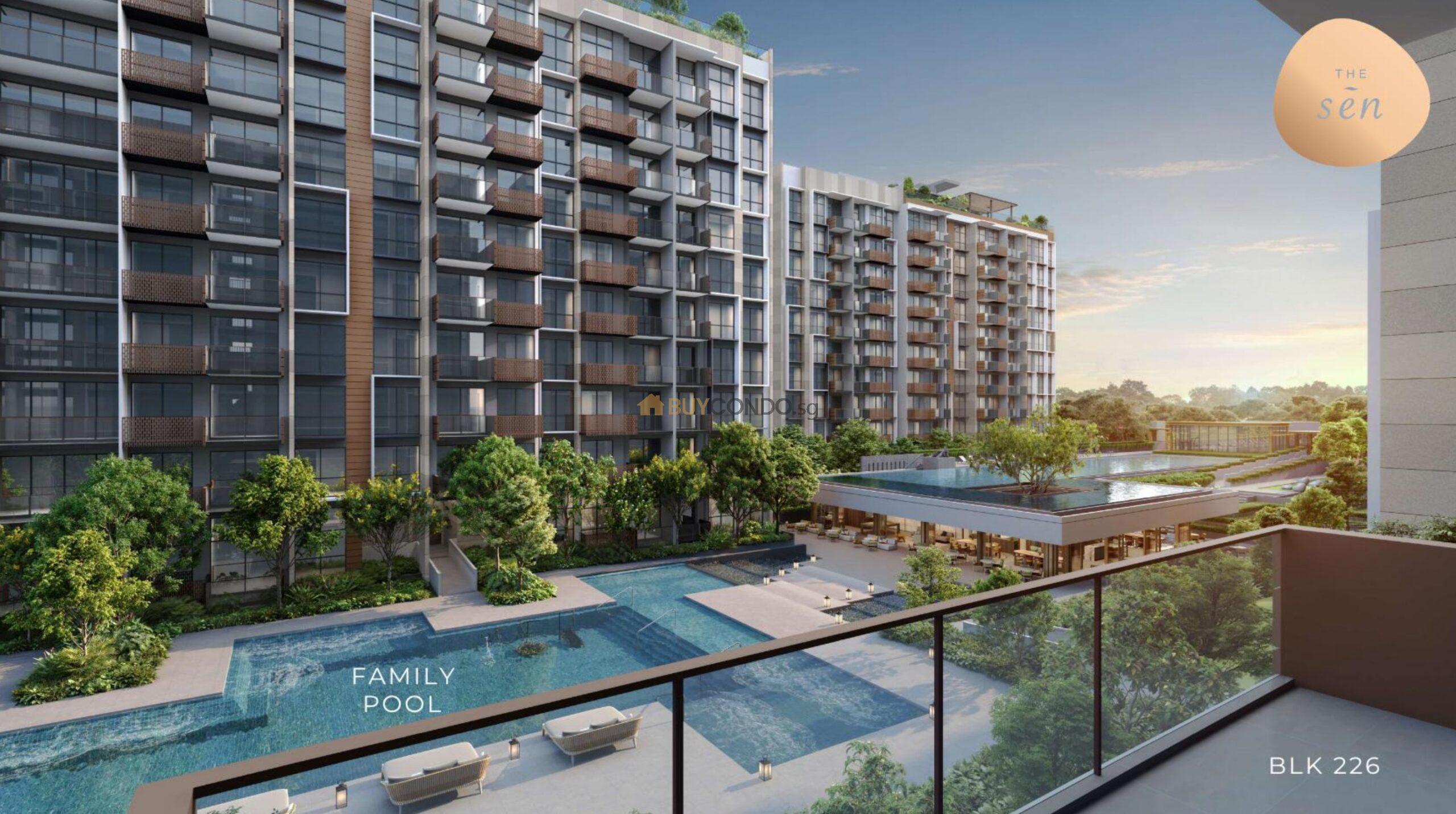 The Sen Swimming Pool View from unit Artist Impression 8