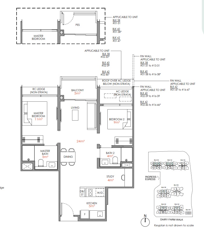 2 Bedroom with Study (Type B8S)