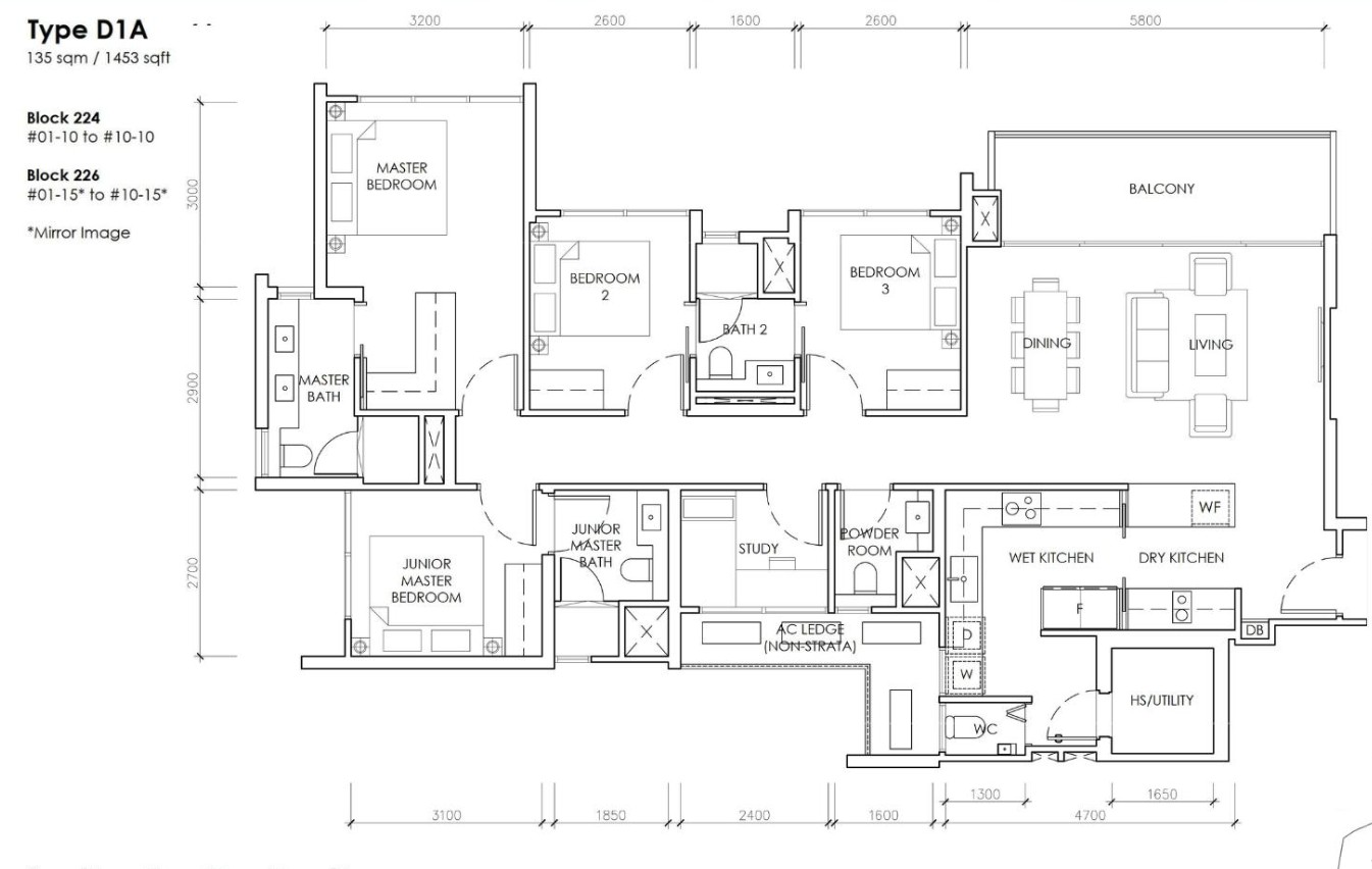 4 Bedroom + Study (Type D1A)