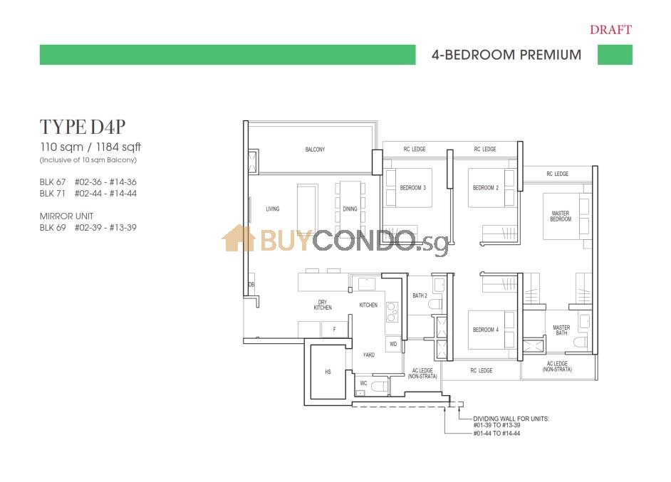 Rivelle EC Floorplan 1184sqft 4 bedroom